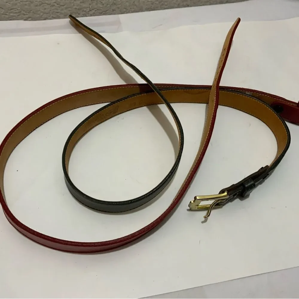 Justin 3044R Brass Buckle & Red Top Grain Cowhide Leather Belt Size 32 lot of 2